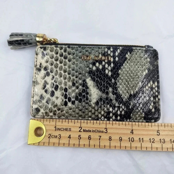 Ted Baker 100% Bovine Leather with Simulated Snake Skin Wallet Black/Cream Color - Picture 4 of 7